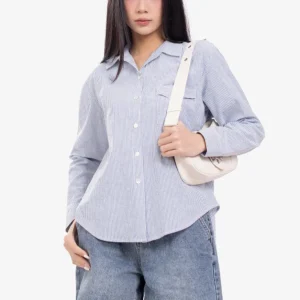Áo sơ mi nữ kẻ sọc xanh trắng Mã SP : ASM29-08
